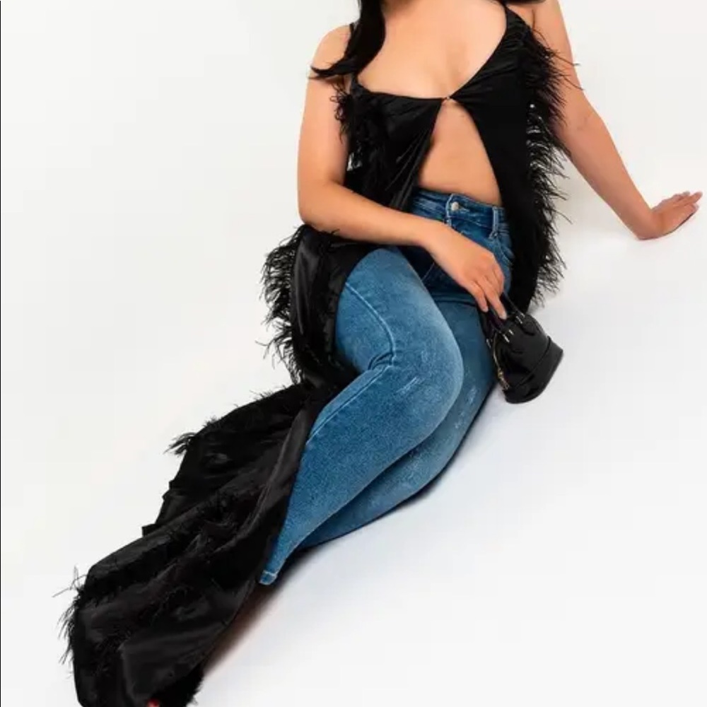 Ostrich Feather Maxi Cami top